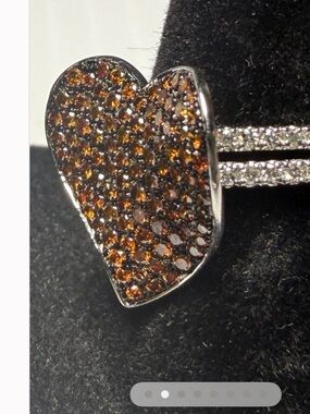 Heart Pavé Ring with Chocolate Brown Stones